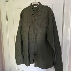❌SOLD❌ 3sixteen Cotton/Linen Western Snap Shirt in Olive, XL